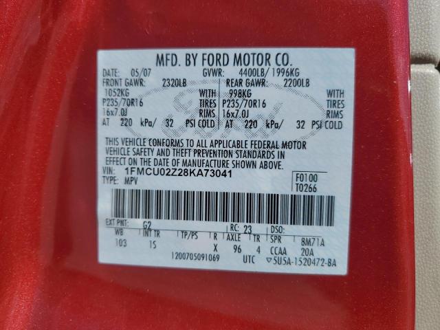 1FMCU02Z28KA73041 - 2008 FORD ESCAPE XLS RED photo 13