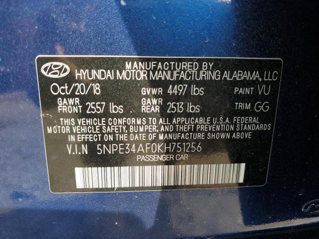 5NPE34AF0KH751256 - 2019 HYUNDAI SONATA LIMITED BLUE photo 12