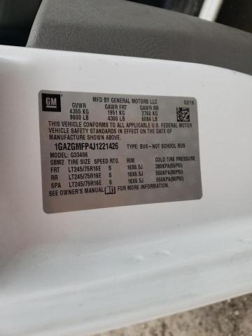 1GAZGMFP4J1221426 - 2018 CHEVROLET EXPRESS G3 LT WHITE photo 12