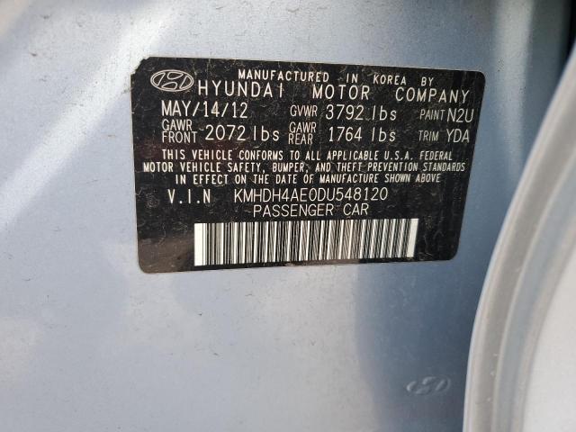 KMHDH4AE0DU548120 - 2013 HYUNDAI ELANTRA GLS BLUE photo 12