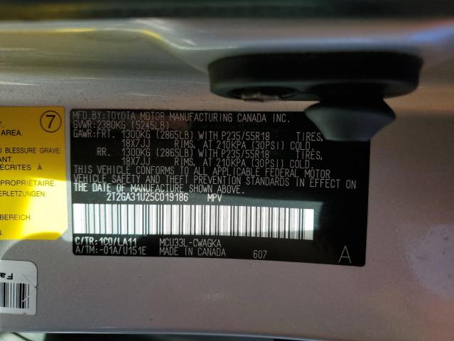 2T2GA31U25C019186 - 2005 LEXUS RX 330 SILVER photo 12