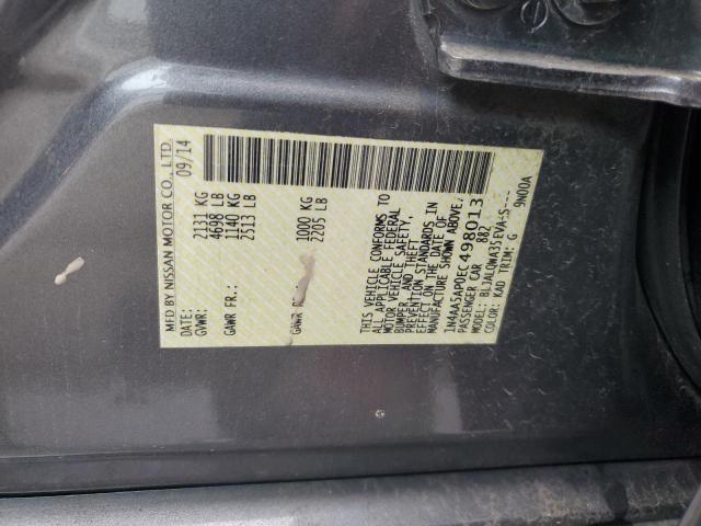 1N4AA5AP0EC498013 - 2014 NISSAN MAXIMA S GRAY photo 12