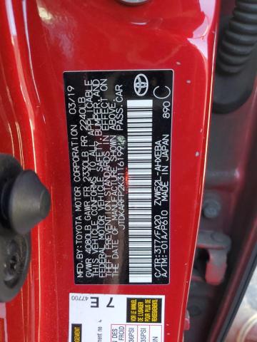 JTDKARFP2K3116199 - 2019 TOYOTA PRIUS PRIM წითელი ფოტო 12