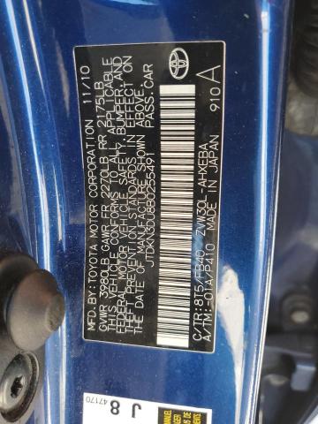 JTDKN3DU8B0255491 - 2011 TOYOTA PRIUS BLUE photo 12