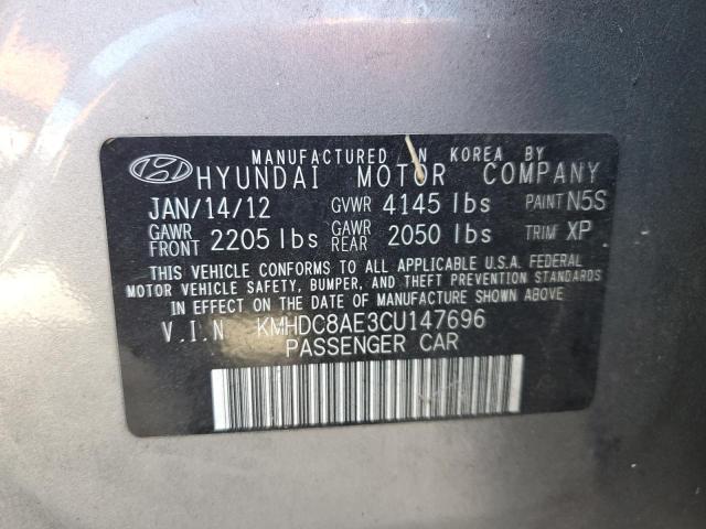 KMHDC8AE3CU147696 - 2012 HYUNDAI ELANTRA TO GLS SILVER photo 13