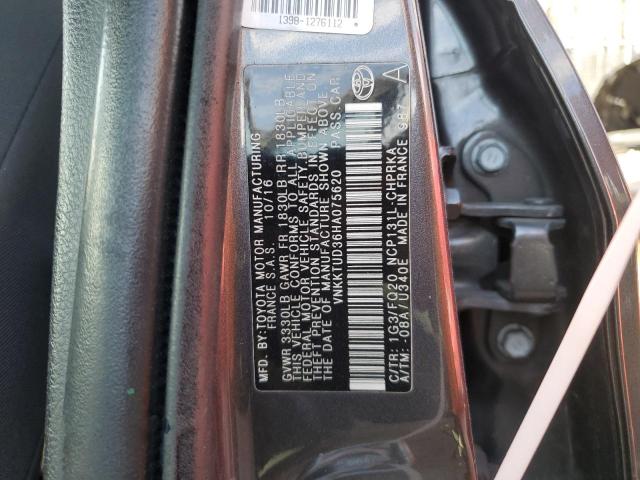 VNKKTUD36HA075620 - 2017 TOYOTA YARIS L GRAY photo 12