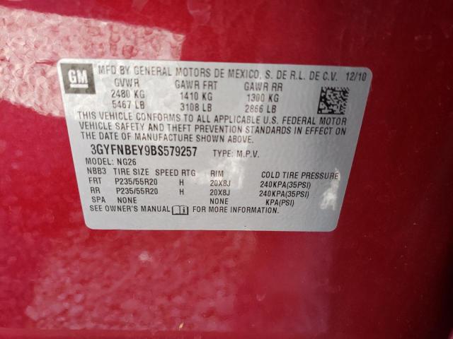 3GYFNBEY9BS579257 - 2011 CADILLAC SRX PERFORMANCE COLLECTION Қызыл фото 14