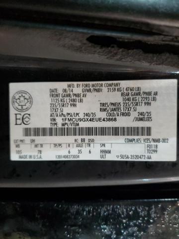 1FMCU9GX4EUE43868 - 2014 FORD ESCAPE SE BLACK photo 12