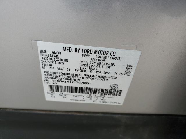 1FM5K8AT7JGC76932 - 2018 FORD EXPLORER POLICE INTERCEPTOR SILVER photo 13