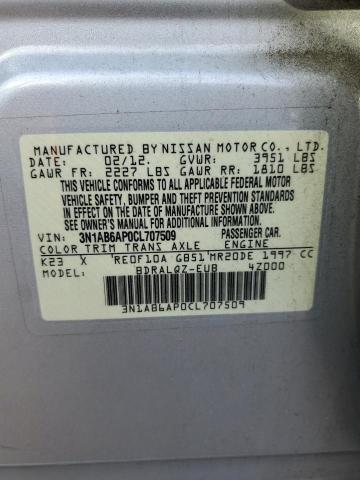 3N1AB6AP0CL707509 - 2012 NISSAN SENTRA 2.0 SILVER photo 12