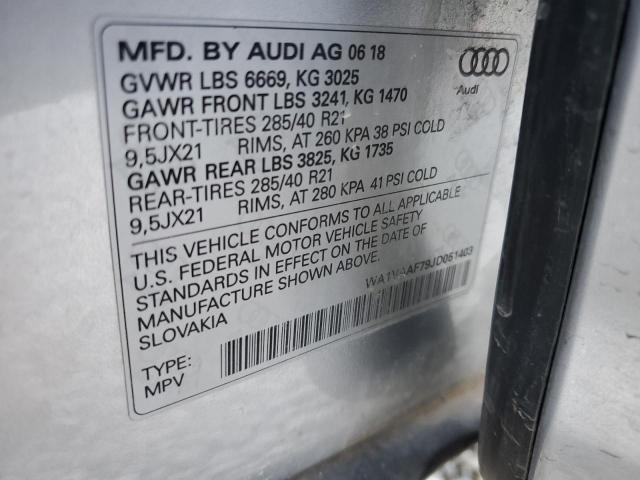 WA1VAAF79JD051403 - 2018 AUDI Q7 PRESTIGE SILVER photo 14