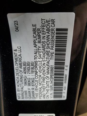 19XFL1H72PE008661 - 2023 HONDA CIVIC EXL ლურჯი ფოტო 12