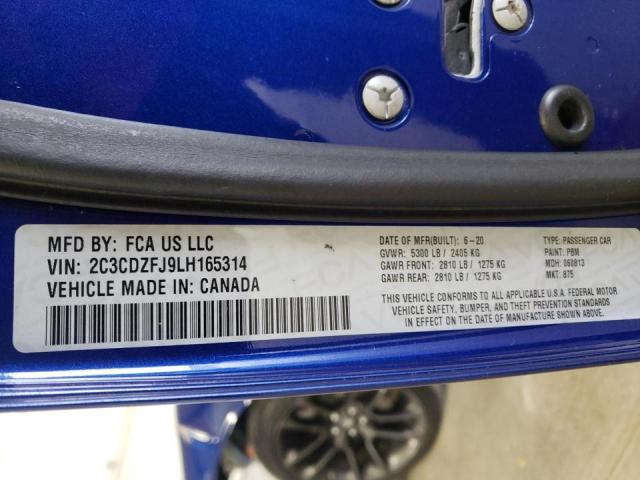 2C3CDZFJ9LH165314 - 2020 DODGE CHALLENGER R/T SCAT PACK BLUE photo 12