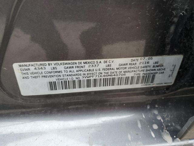 3VWPF71K46M640706 - 2006 VOLKSWAGEN JETTA VALUE GRAY photo 12