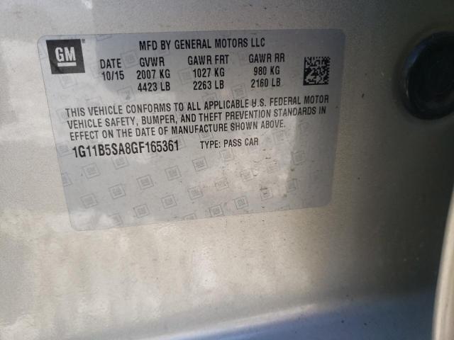 1G11B5SA8GF165361 - 2016 CHEVROLET MALIBU LIM LS GOLD photo 10