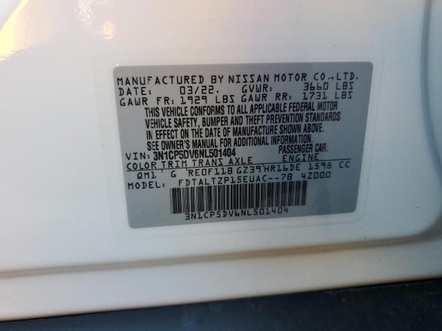 3N1CP5DV6NL501404 - 2022 NISSAN KICKS SR WHITE photo 13