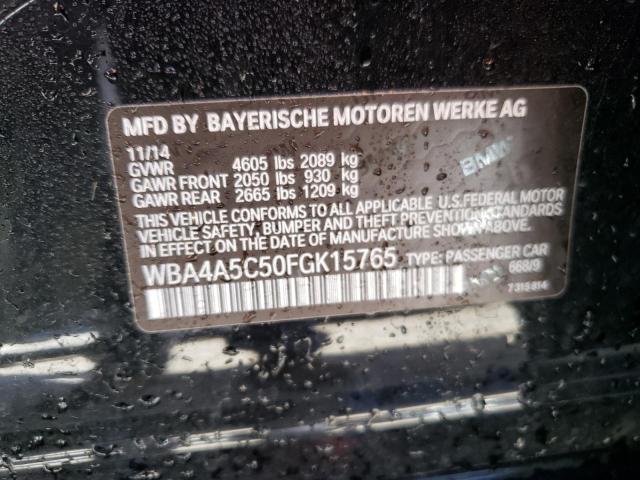 WBA4A5C50FGK15765 - 2015 BMW 428I I GRAN COUPE BLACK photo 12