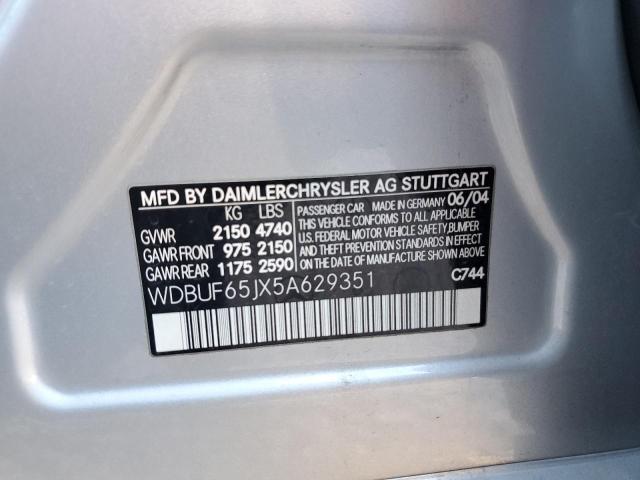 WDBUF65JX5A629351 - 2005 MERCEDES-BENZ E 320 SILVER photo 12