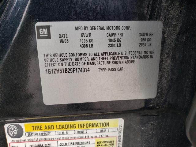 1G1ZH57B29F174014 - 2009 CHEVROLET MALIBU 1LT BLACK photo 12