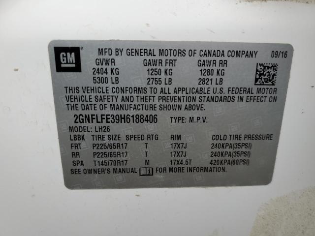 2GNFLFE39H6188406 - 2017 CHEVROLET EQUINOX LT WHITE photo 13