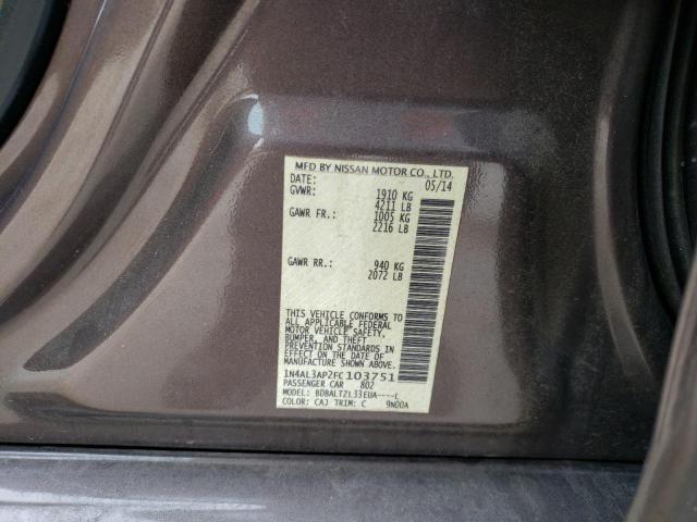 1N4AL3AP2FC103751 - 2015 NISSAN ALTIMA 2.5 BROWN photo 12