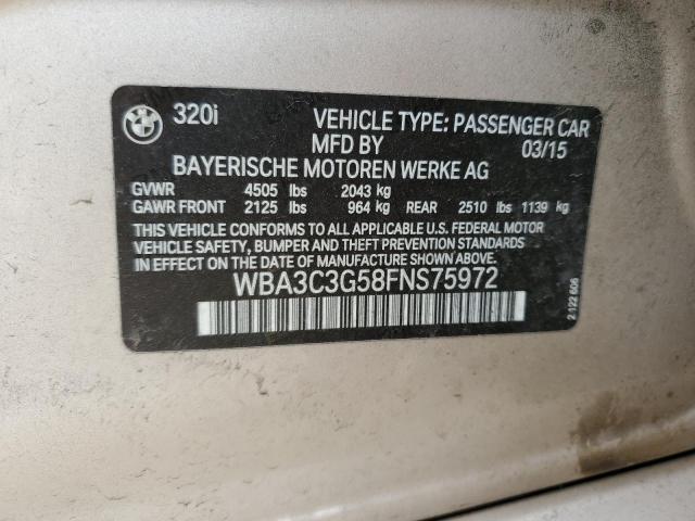 WBA3C3G58FNS75972 - 2015 BMW 320 I XDRIVE TAN photo 12