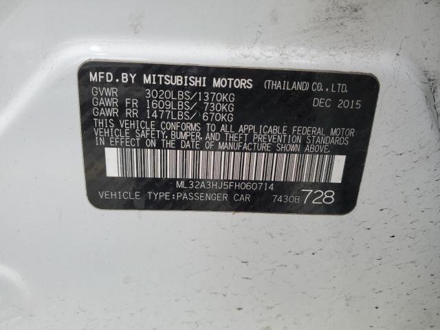 ML32A3HJ5FH060714 - 2015 MITSUBISHI MIRAGE DE WHITE photo 12