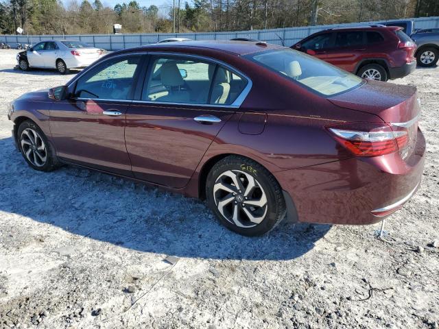 1HGCR2F87HA120381 - 2017 HONDA ACCORD EXL BURGUNDY photo 2