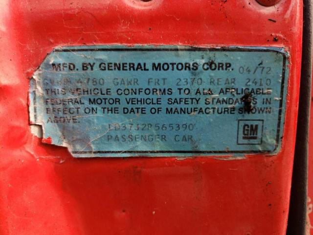 1D37J2R565390 - 1972 CHEVROLET CHEVELLE 红色 照片 12