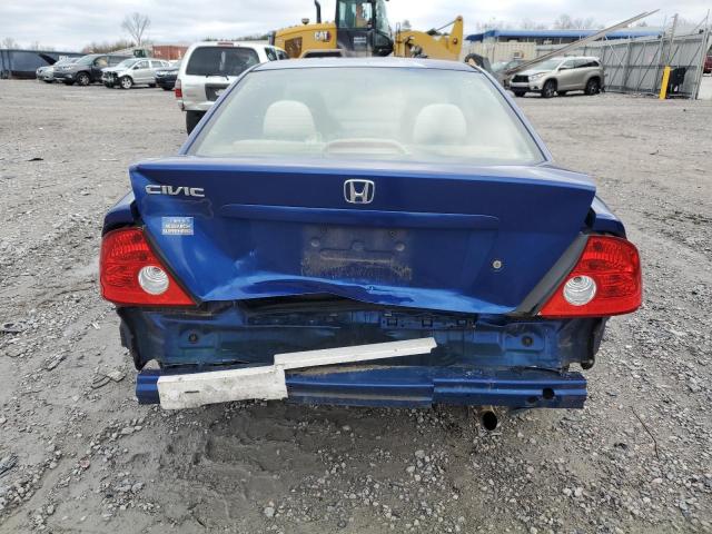 1HGEM22565L052769 - 2005 HONDA CIVIC LX BLUE photo 6