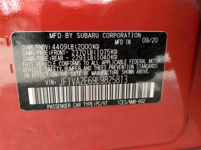 JF1VA2E69L9825813 - 2020 SUBARU WRX STI RED photo 12