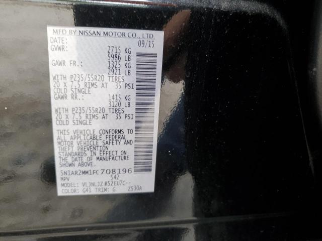 5N1AR2MM1FC708196 - 2015 NISSAN PATHFINDER S BLACK photo 13
