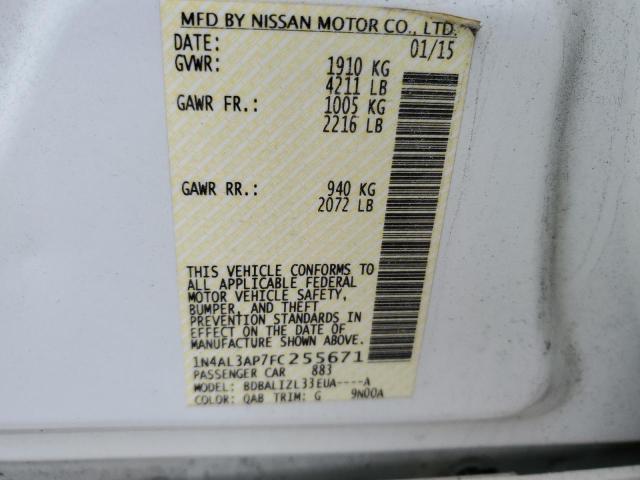 1N4AL3AP7FC255671 - 2015 NISSAN ALTIMA 2.5 WHITE photo 12