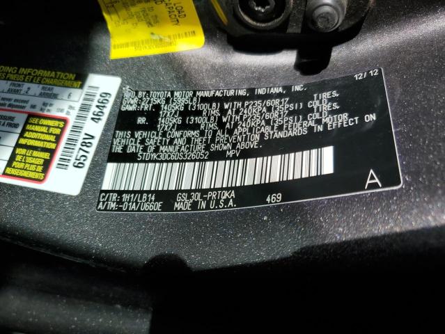 5TDYK3DC6DS326052 - 2013 TOYOTA SIENNA XLE CHARCOAL photo 13