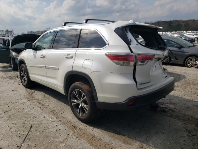 5TDKKRFH0GS157975 - 2016 TOYOTA HIGHLANDER XLE WHITE photo 2