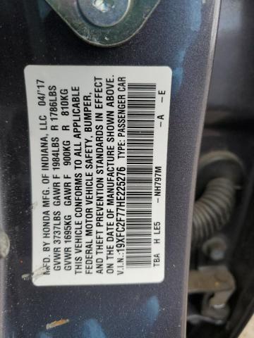 19XFC2F77HE225276 - 2017 HONDA CIVIC EX CHARCOAL photo 12