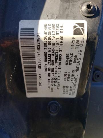 1G8AZ52F54Z224725 - 2004 SATURN ION LEVEL 2 BLUE photo 12