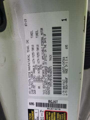 5TFCY5F15KX025571 - 2019 TOYOTA TUNDRA DOUBLE CAB SR/SR5 WHITE photo 12