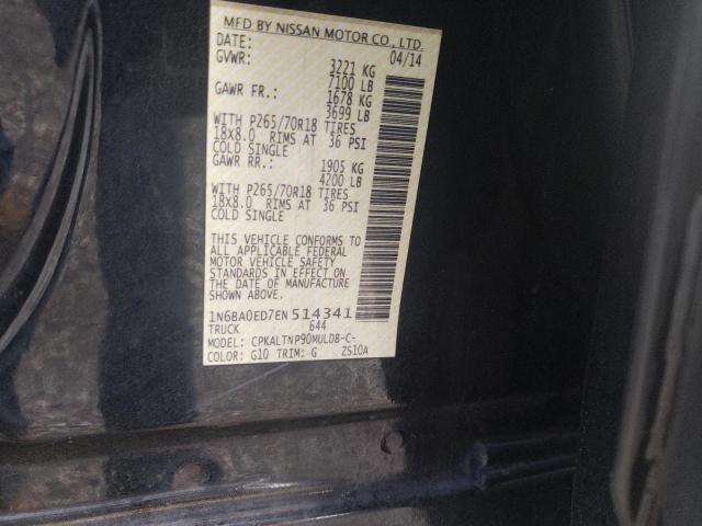 1N6BA0ED7EN514341 - 2014 NISSAN TITAN S BLACK photo 12