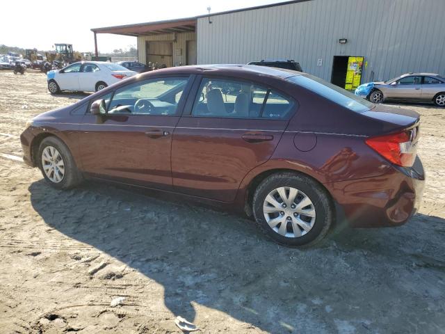 19XFB2F54CE350598 - 2012 HONDA CIVIC LX MAROON photo 2