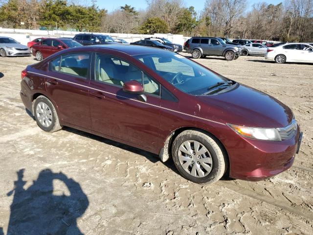 19XFB2F54CE350598 - 2012 HONDA CIVIC LX MAROON photo 4