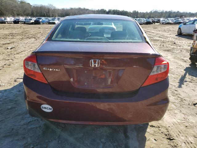 19XFB2F54CE350598 - 2012 HONDA CIVIC LX MAROON photo 6