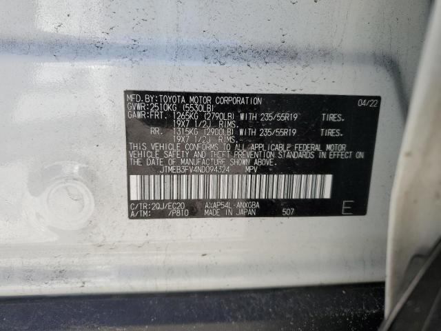 JTMEB3FV4ND094324 - 2022 TOYOTA RAV4 PRIME XSE WHITE photo 13