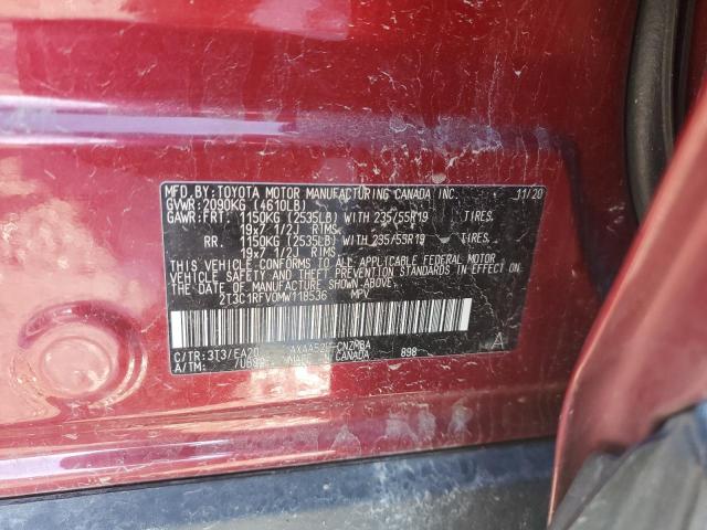 2T3C1RFV0MW118536 - 2021 TOYOTA RAV4 XLE PREMIUM RED photo 13