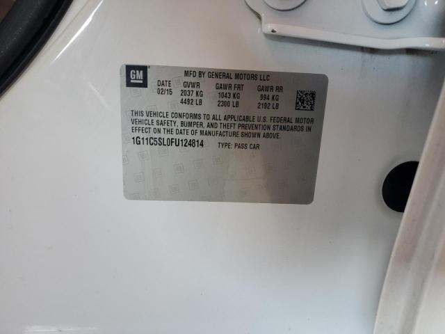 1G11C5SL0FU124814 - 2015 CHEVROLET MALIBU 1LT 白色 照片 12