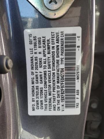 19XFB2F97FE042784 - 2015 HONDA CIVIC EXL ნაცრისფერი ფოტო 12