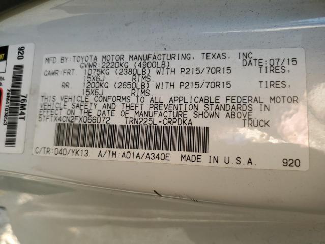 5TFTX4CN2FX066072 - 2015 TOYOTA TACOMA ACCESS CAB TURQUOISE photo 12