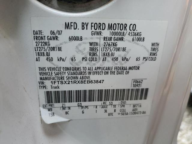 1FTSX21RX8EB63847 - 2008 FORD F250 SUPER DUTY WHITE photo 12