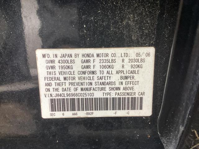 JH4CL96966C025103 - 2006 ACURA TSX BLACK photo 10