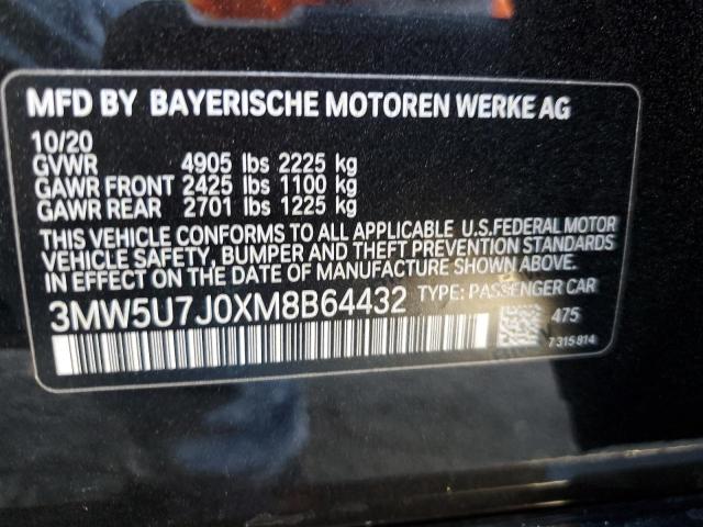 3MW5U7J0XM8B64432 - 2021 BMW M340I BLACK photo 12